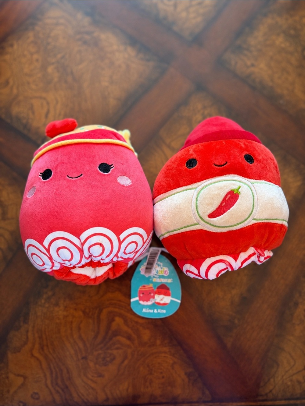 Squishmallows Alina & Aime Reversible Plush Sushi & Chili Pepper 5” BNWT